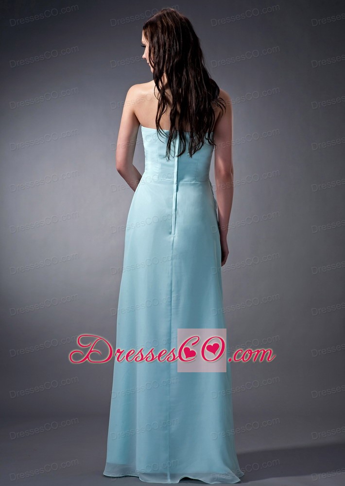 Custom Made Baby Blue Cloumn Prom Dress Chiffon Ruched Long