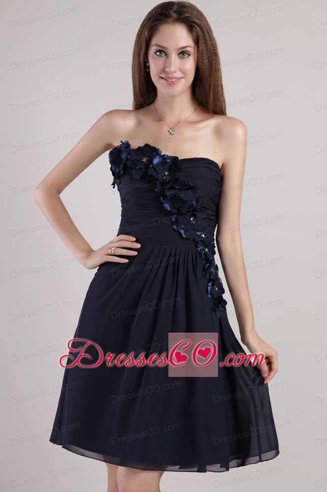 Black Empire Strapless Mini-length Chiffion Appliques Prom / Homecoming Dress