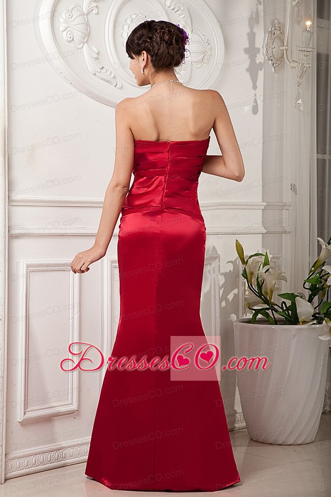 Red Dama Dress For Custom Made Column Strapless Long Satin Beading