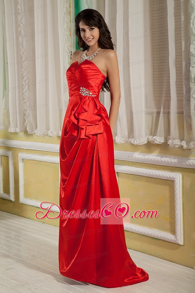 Beading Red Customize Column Evening Dress