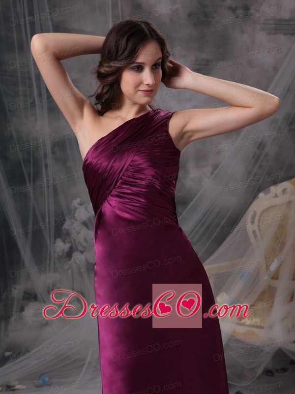 Purple One Shoulder Dama Dress For Quinceanera Long Ruch