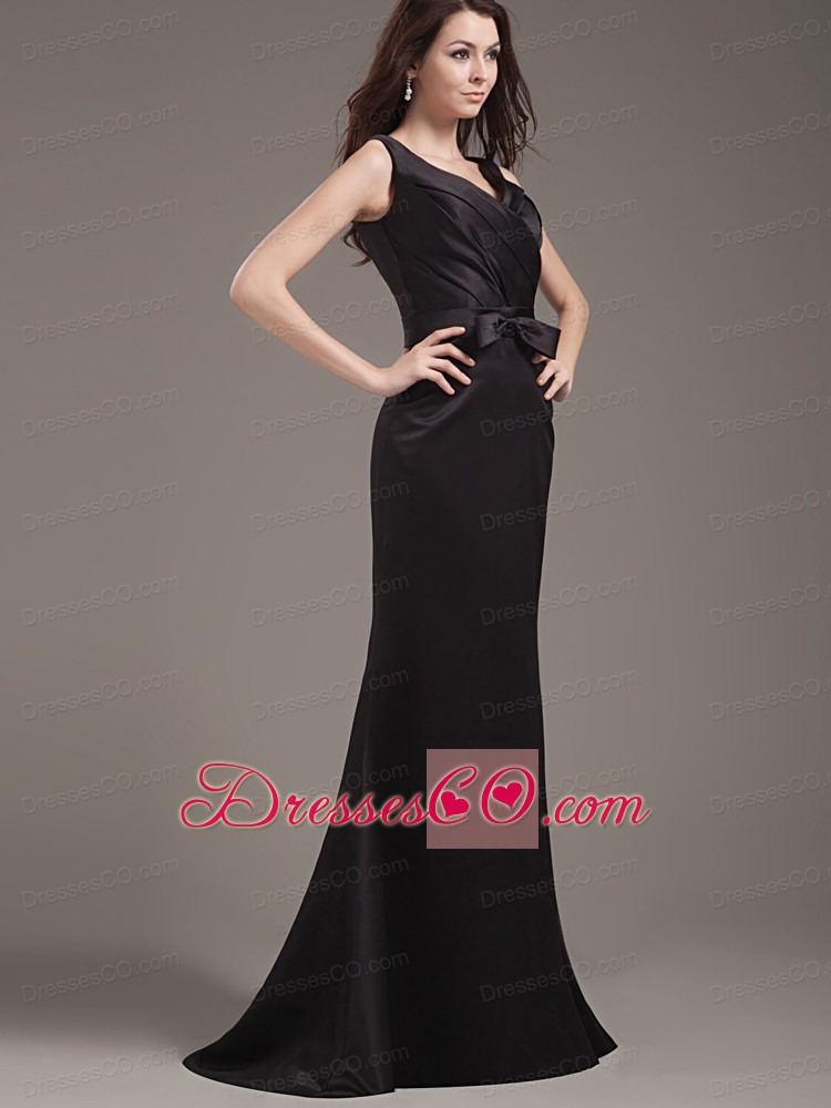 Mermaid Prom Dress With V-neck Bowknot and Ruching