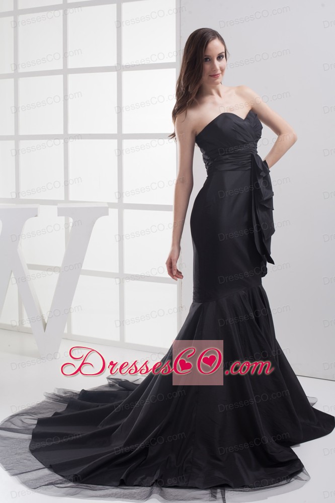 Black Mermaid Ruching Prom Dress