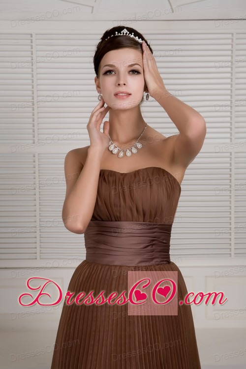 Gorgeous Brown Prom / Evening Dress A-line Organza Ruching Brush Train