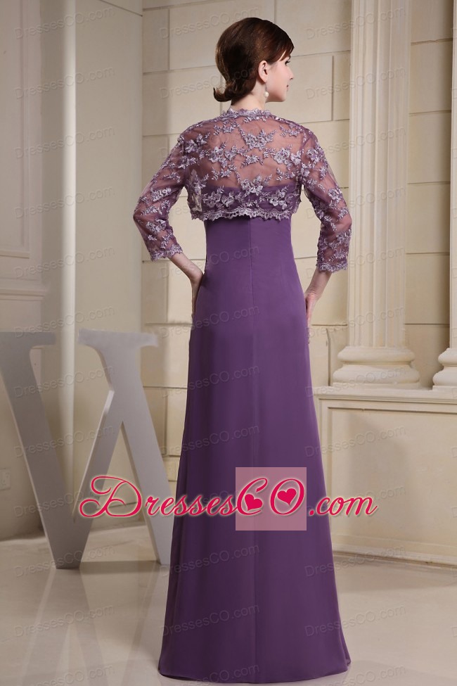 Simple Prom Dress With Ruching Purple Chiffon And Long