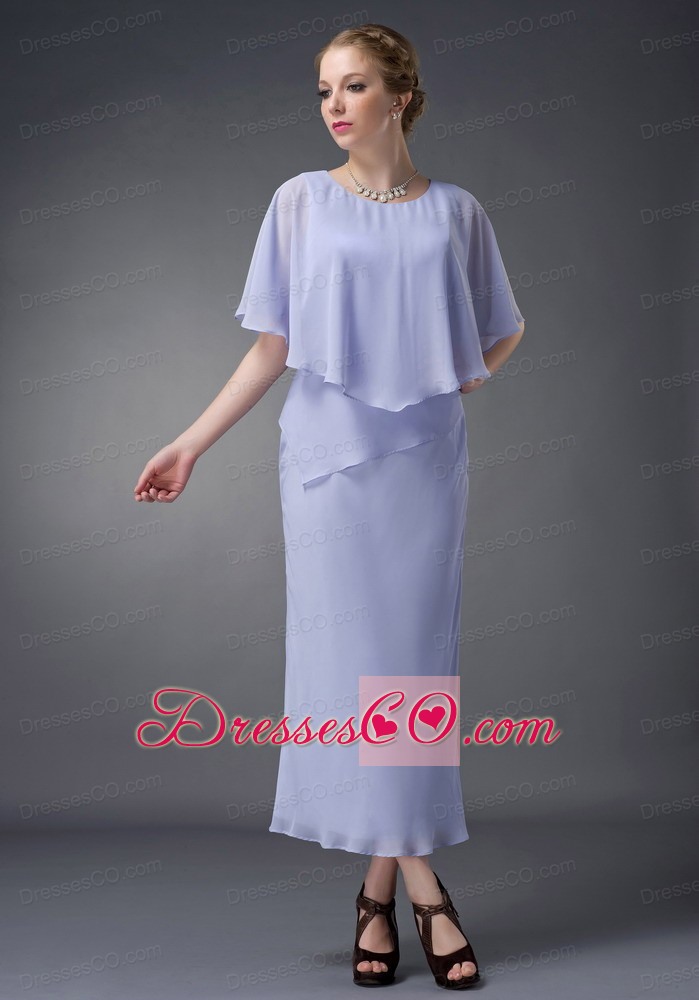 Lilac Column Scoop Ankle-length Chiffon Mother Of The Bride Dress