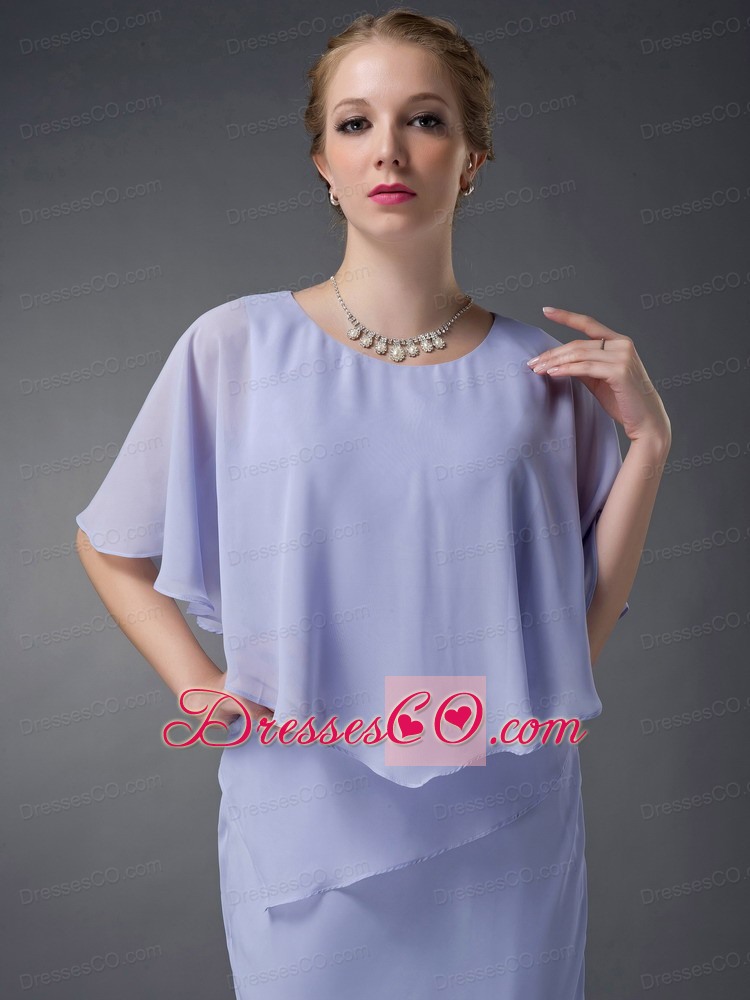Lilac Column Scoop Ankle-length Chiffon Mother Of The Bride Dress