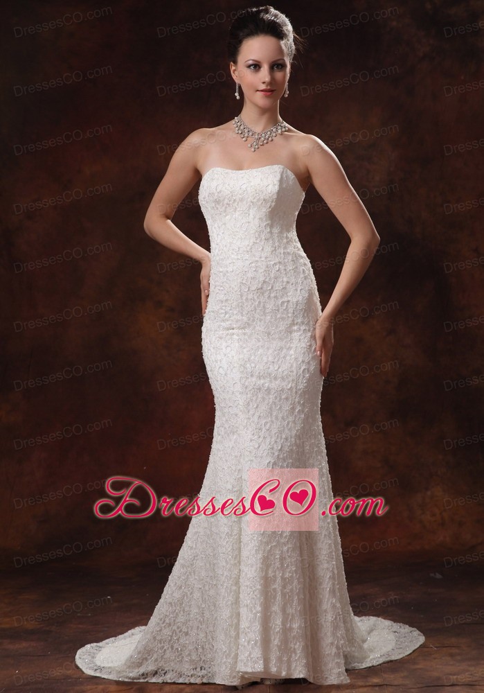 Wedding Dress For Custom Made Lace Mermaid Brush Train