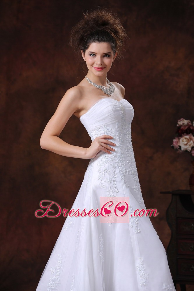 Lace A-Line Brush Romantic Wedding Dress With Beading