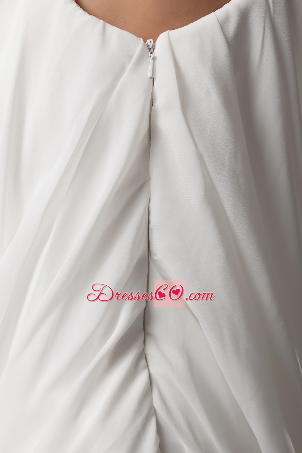 Beading and Ruching One Shoulder Column Wedding Dress