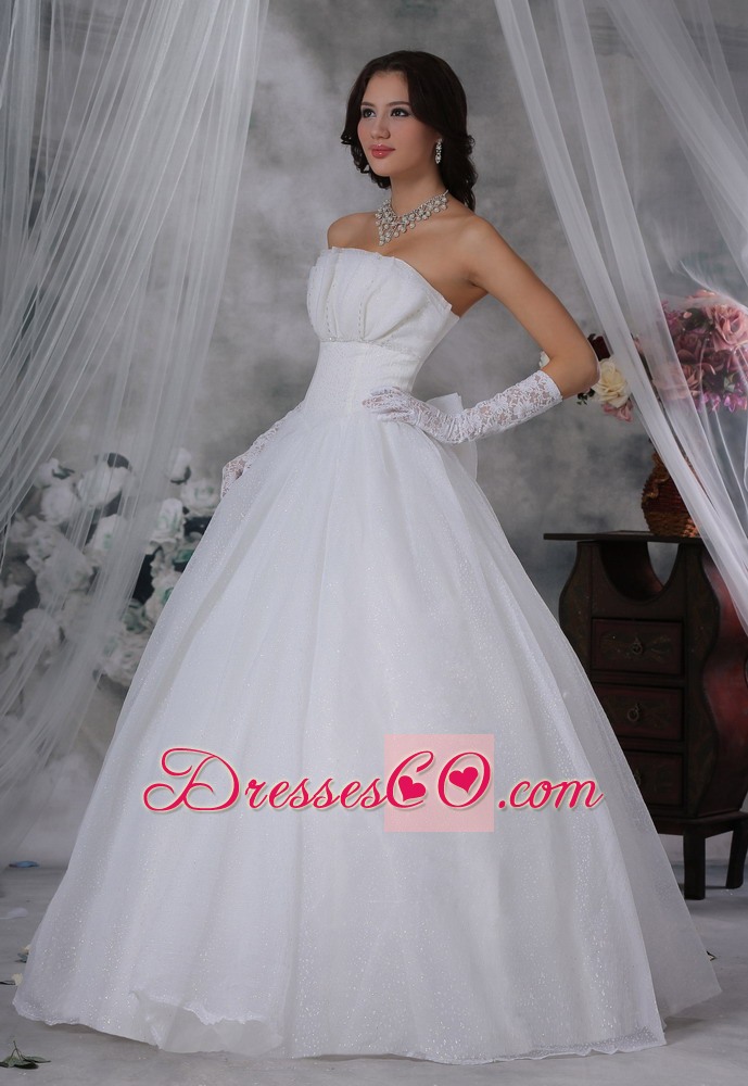 Long Strapless Beaded Decorate Bust Ball Gown Wedding Dress For 2013