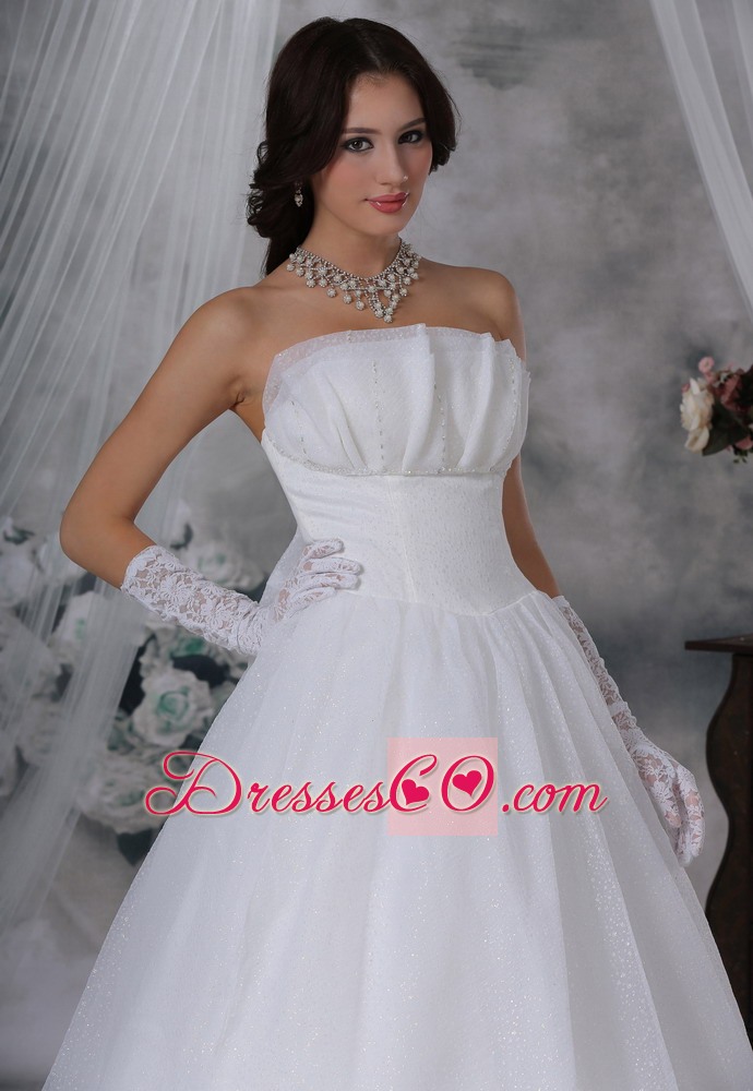 Long Strapless Beaded Decorate Bust Ball Gown Wedding Dress For 2013