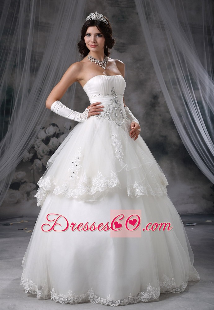 Beaded Decorate Bodice Appliques With Beading Ball Gown Wedding Dress For 2013