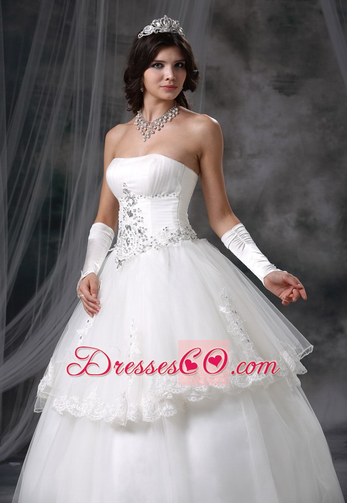 Beaded Decorate Bodice Appliques With Beading Ball Gown Wedding Dress For 2013