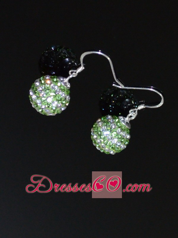 Cheap Round Rhinestone Spring Green And White Earrings