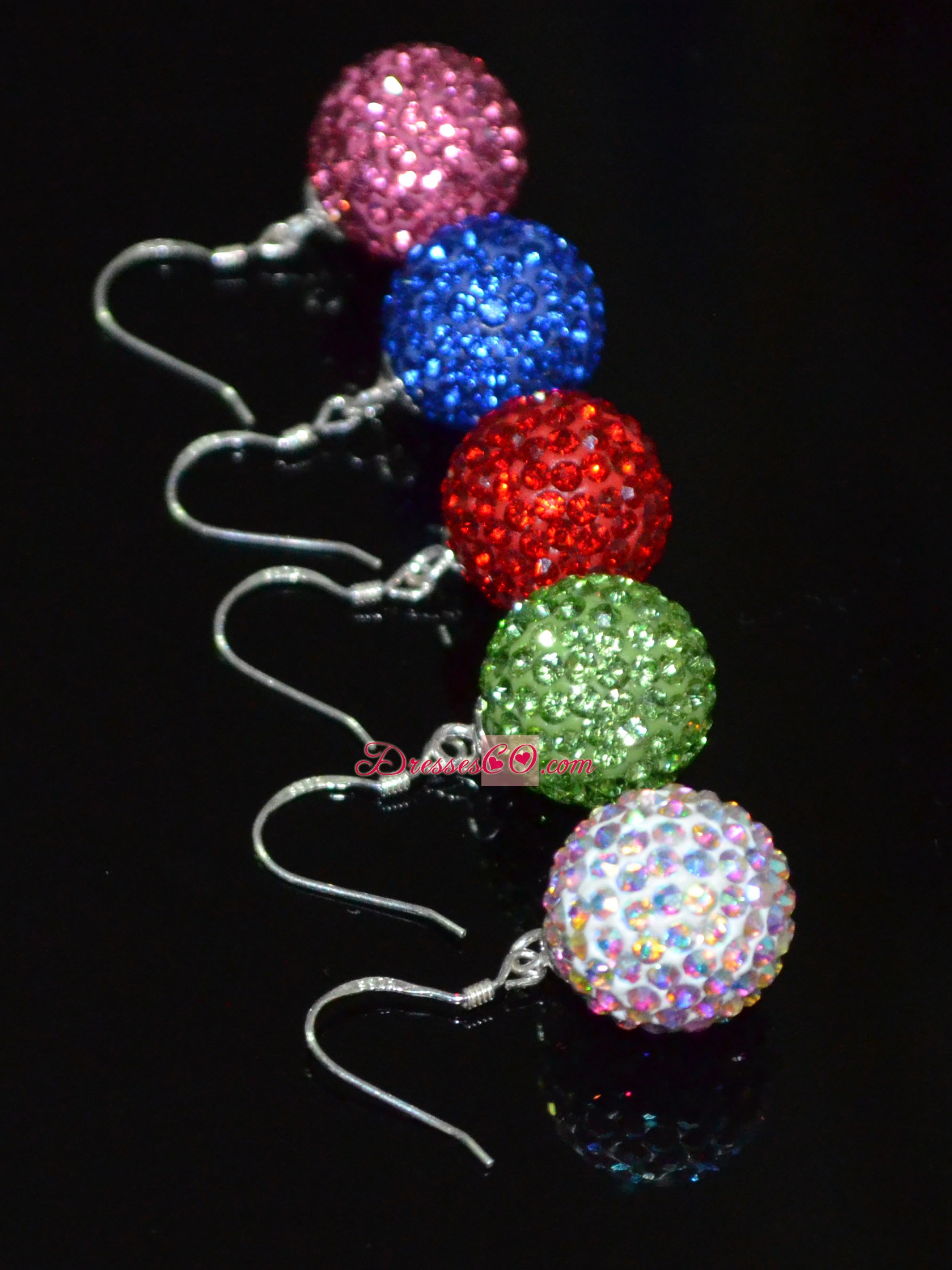 Popular Multi-color Round Rhinestone Earrings