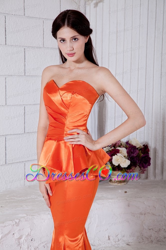 Orange Red Mermaid Ruching Prom / Evening Dress Long Taffeta