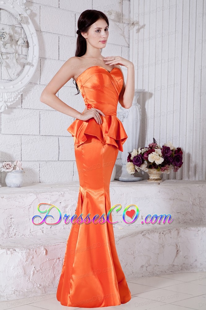 Orange Red Mermaid Ruching Prom / Evening Dress Long Taffeta