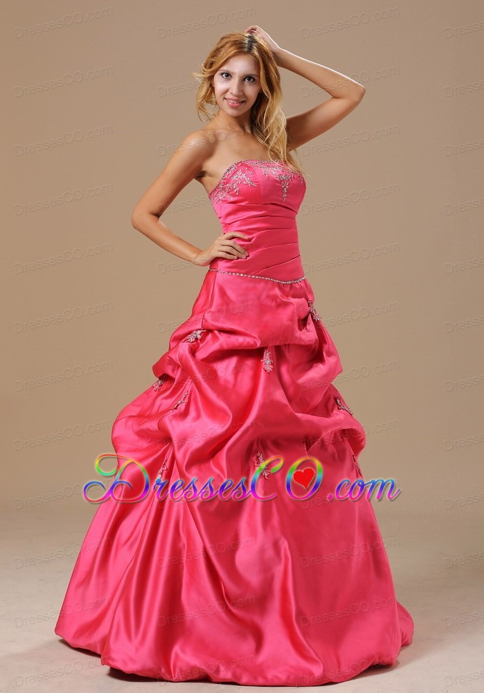 Coral Red  Dama Dress Prom With Appliques Decorate Bust