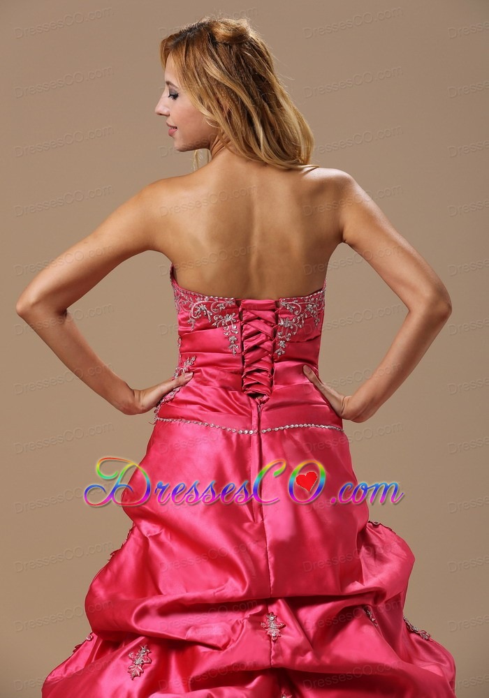 Coral Red  Dama Dress Prom With Appliques Decorate Bust