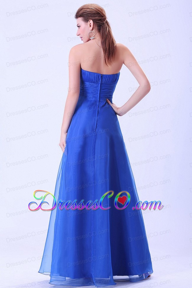 Blue Prom / Evening Dress With Empire Organza Ruched
