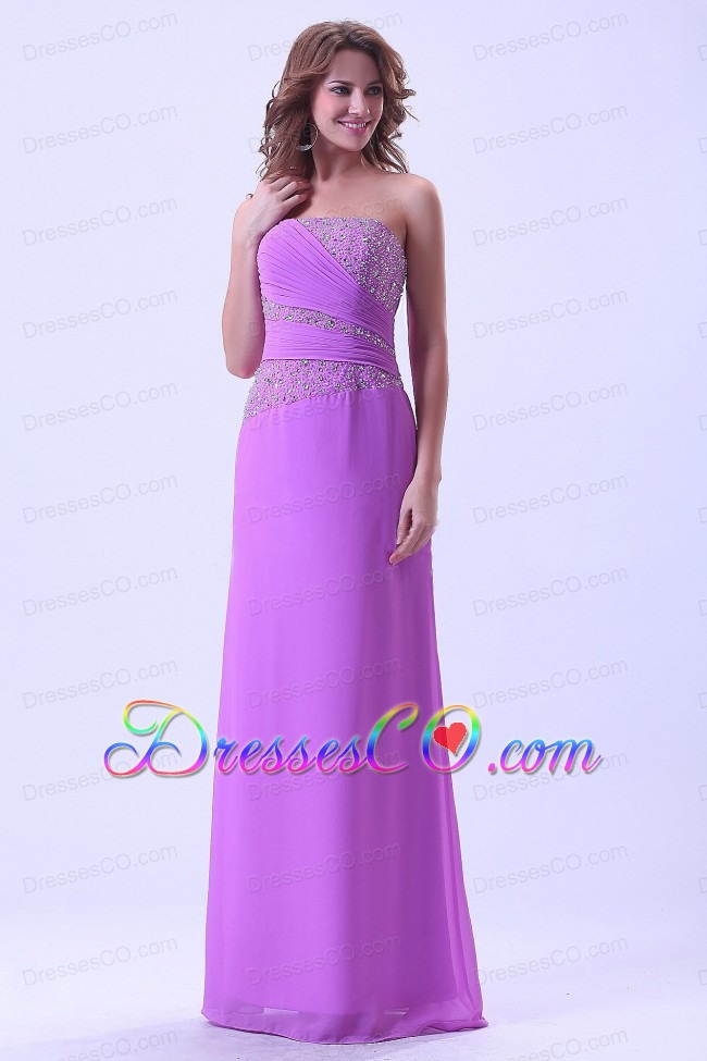 Lavender Prom Dress With Beaded Chiffon