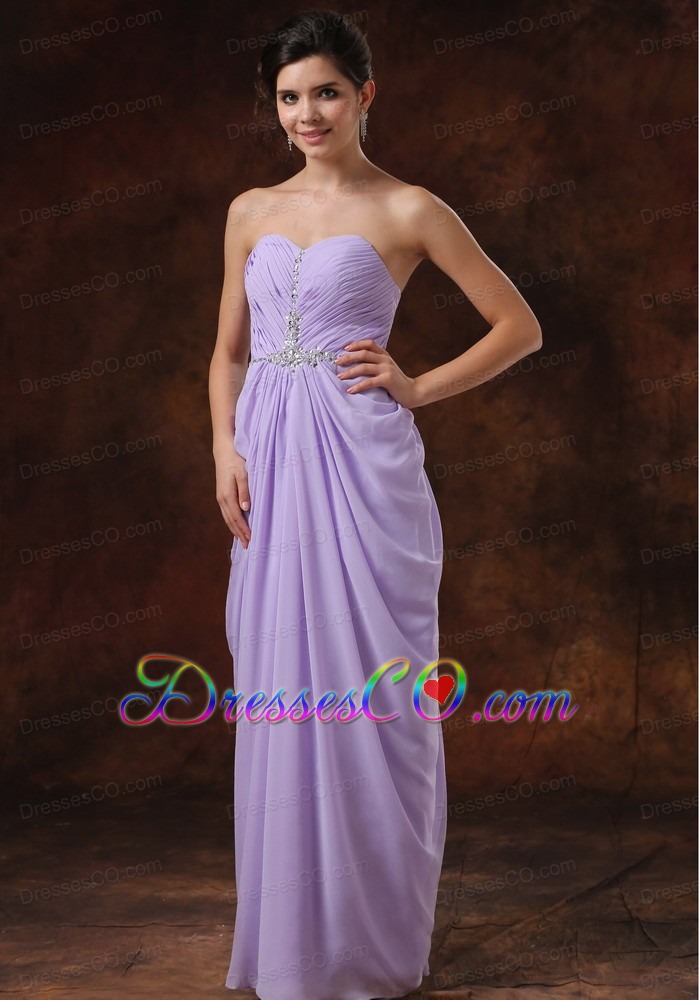 Beading Lilac Empire Beading Chiffon Prom Dress Long