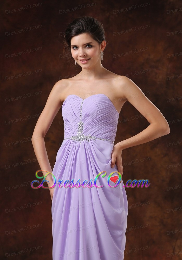 Beading Lilac Empire Beading Chiffon Prom Dress Long