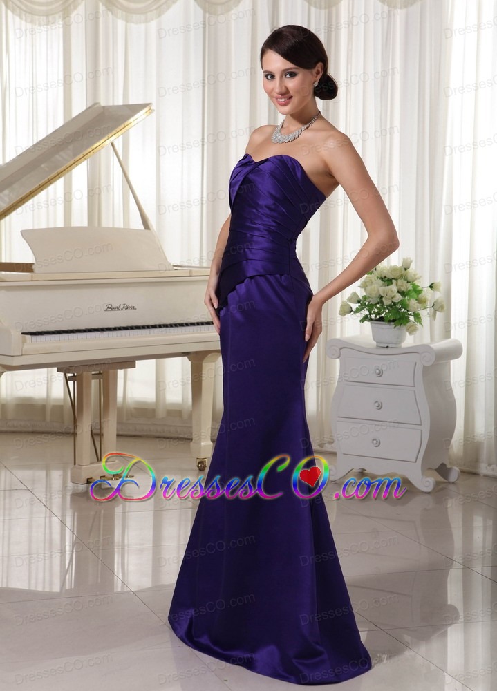 Simple Dark Purple Ruching Mother Of The Bride Dress Column Taffeta