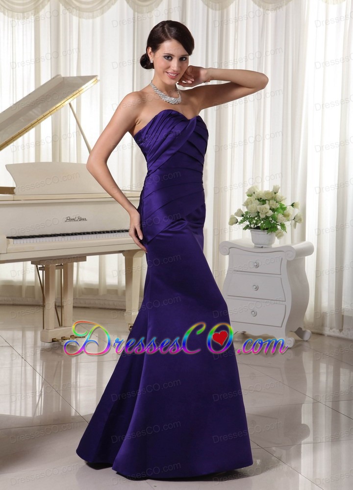 Simple Dark Purple Ruching Mother Of The Bride Dress Column Taffeta