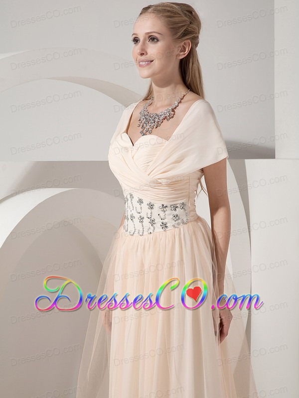 Customize Champagne Column Mother Of The Bride Dress Chiffon Beading Long
