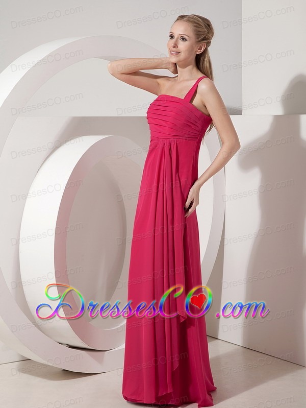 Beautiful Coral Red Junior Prom Dress One Shoulder Chiffon