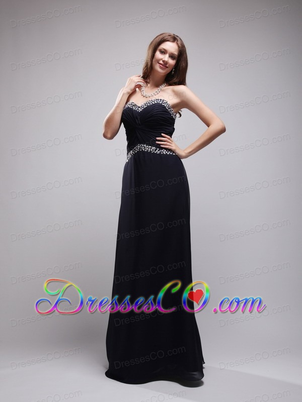 Black Column Long Chiffon Sequins Prom / Evening Dress