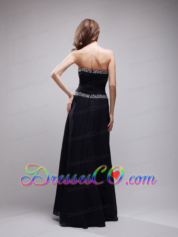Black Column Long Chiffon Sequins Prom / Evening Dress