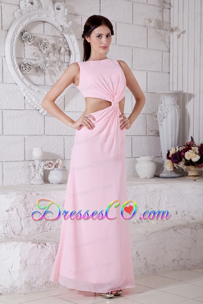 Baby Pink Prom / Evening Dress Empire Bateau Ankle-length Chiffon