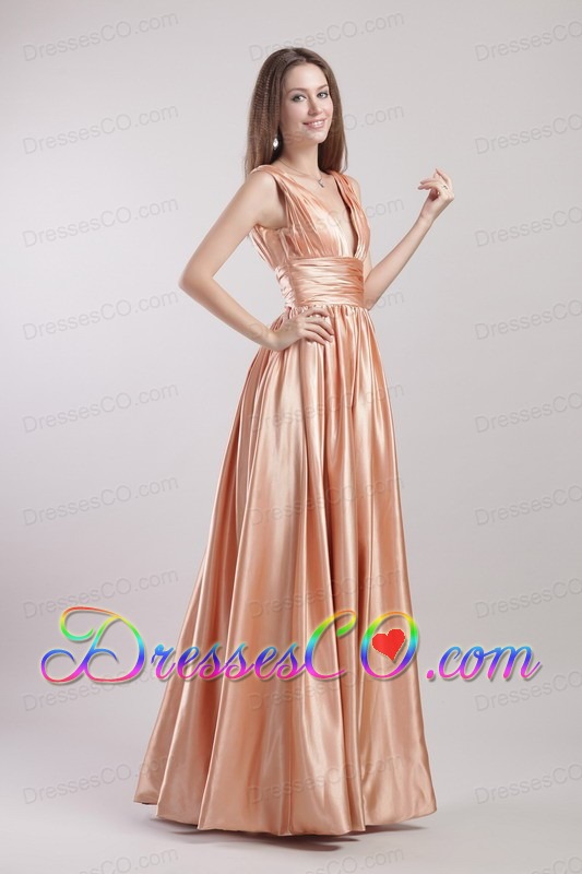 Elegant Empire V-neck Long Taffeta Prom Dress