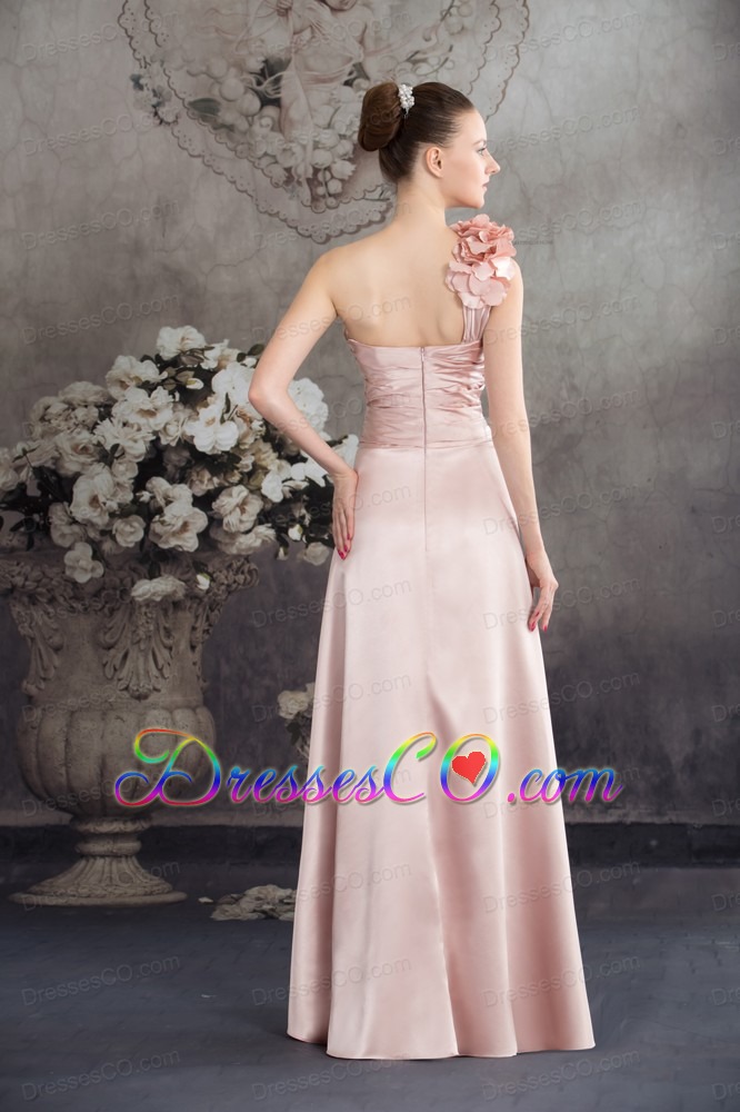 One Shoulder Hand Made Flowers High-low Prom Dress