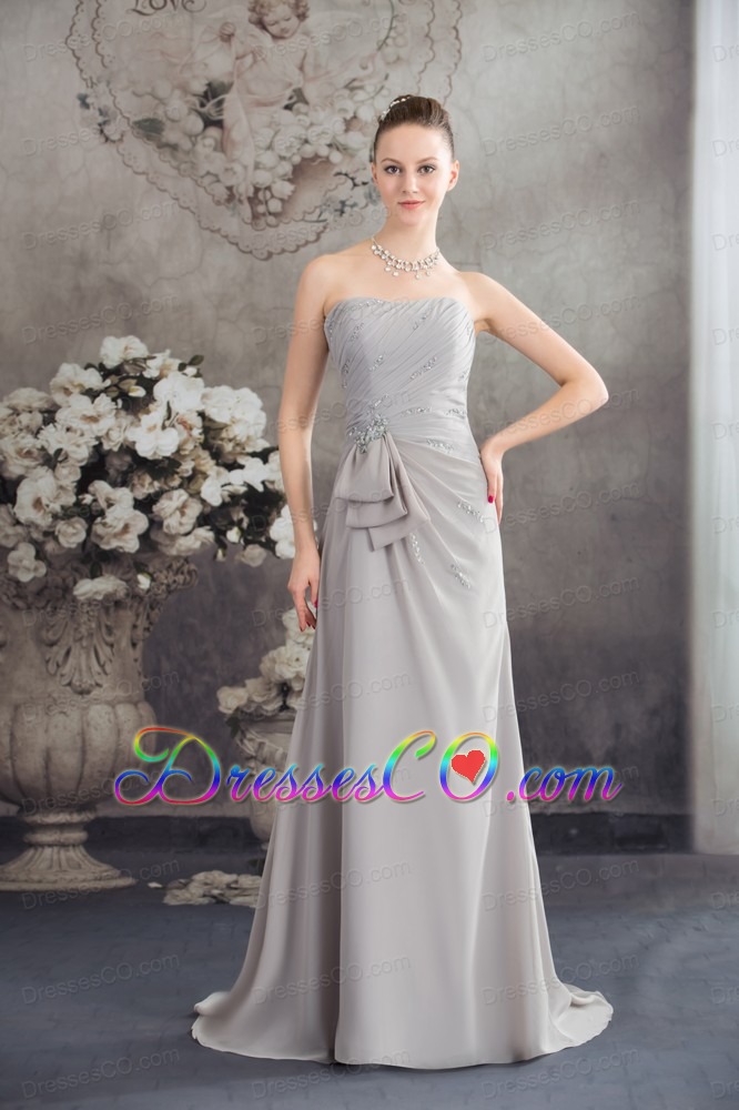 Beaded Strapless Empire Prom Dress With Brush For Spring