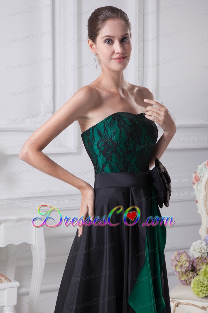 Black and Green Bowknot High-low Prom Dress