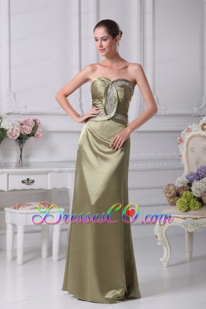 Olive Green Beading Prom Dress