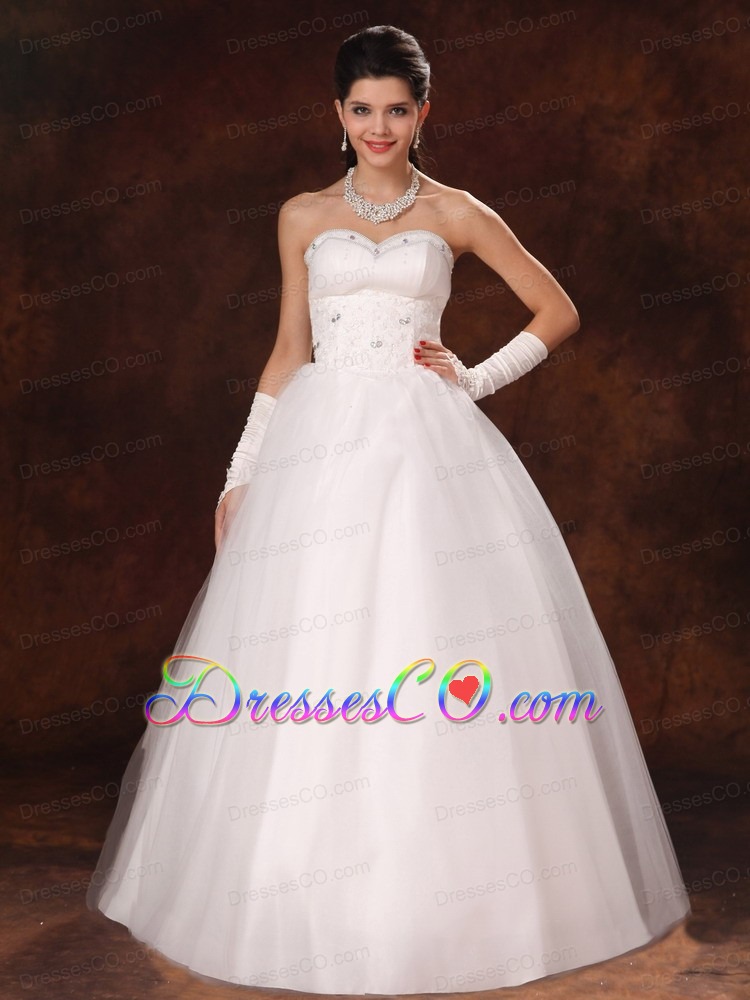 Beaded Tulle Modest Garden Wedding Dress Custom Made For 2013