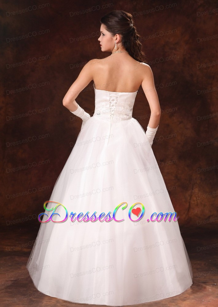 Beaded Tulle Modest Garden Wedding Dress Custom Made For 2013