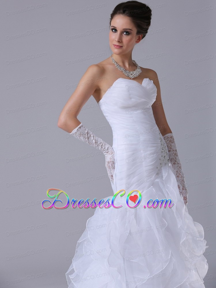 Ruched Bodice Mermaid Wedding Dress With Beading