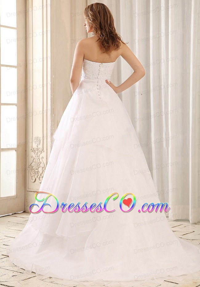 Romantic Princess Sash and Appliques Wedding Gowns With Ruffled Layers Organza For Wedding Party