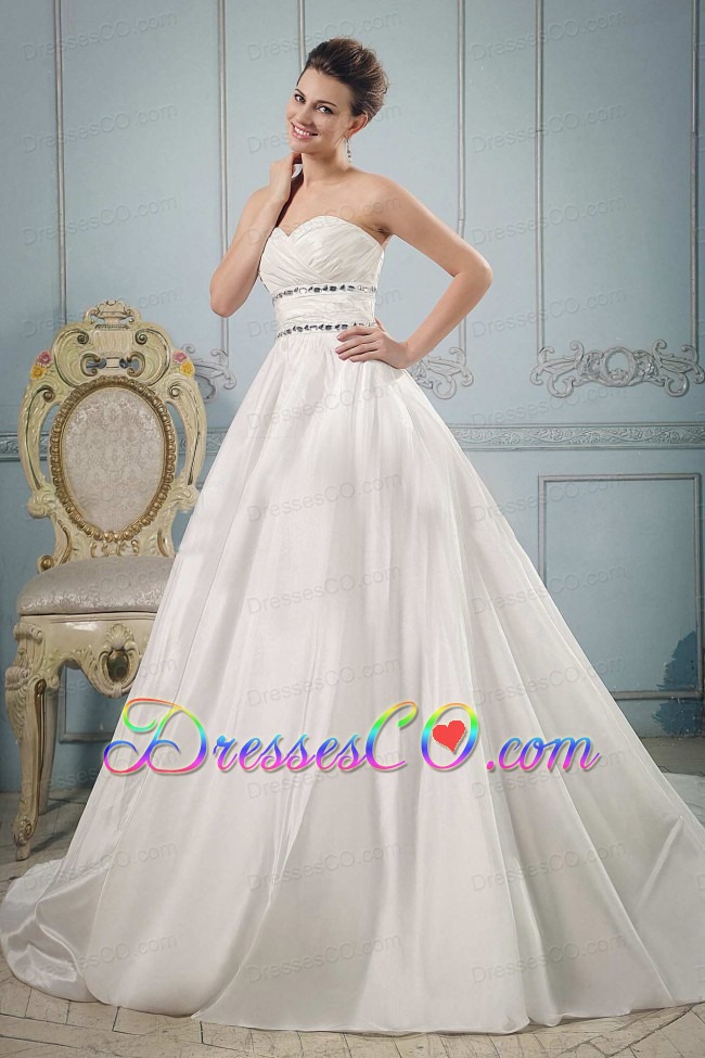 Modest Princess Beaded Decorate and Ruching Wedding Gowns For Wedding Party