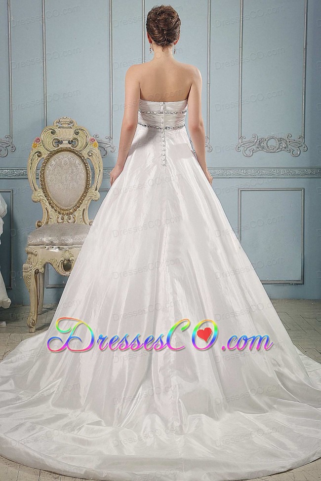 Modest Princess Beaded Decorate and Ruching Wedding Gowns For Wedding Party