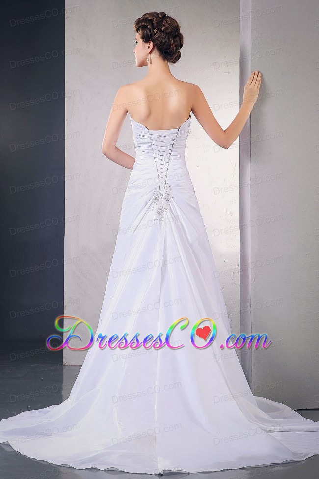 Wedding Dress With Appliques and Beading Ruching Court Train