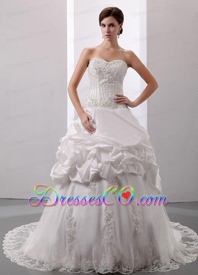 Pick-ups Court Train Wedding Dress Taffeta New Style 2013