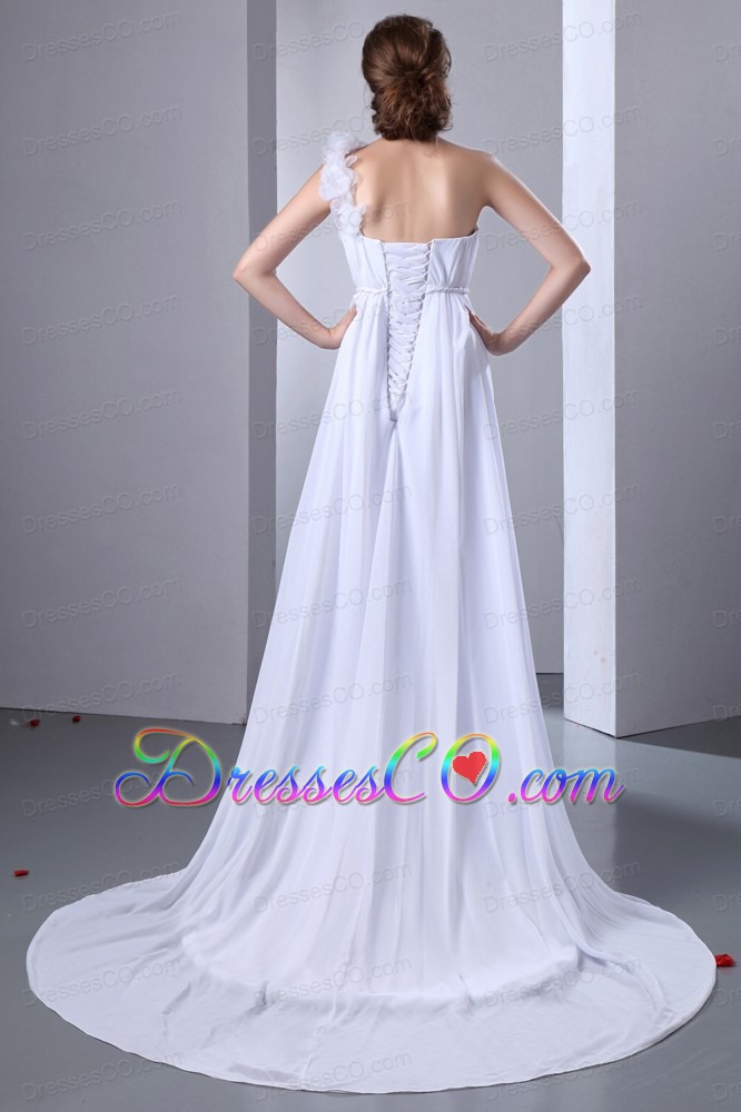 Simple A-line One Shoulder Court Train Chiffon Wedding Dress