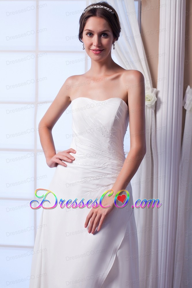 The Brand New Style Column / Sheath Strapless Court Train Chiffon Sequins Wedding Dress